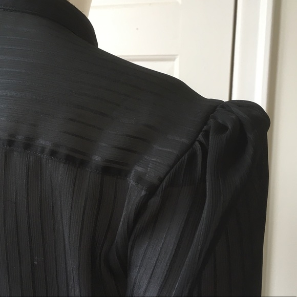 Sheer ruffle Black striped blouse sm - Picture 6 of 15